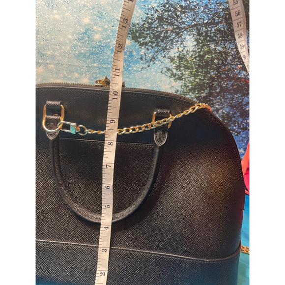 Women's Coach Black / Gold Dome Satchel Crossbody Bag 24” Gold Chain EUC - Picture 9 of 16